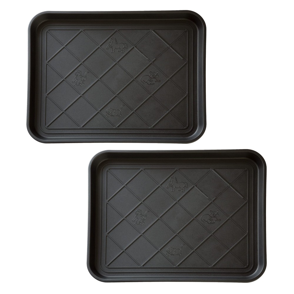 All-Weather 2-Pack Small Black Boot Tray for Indoor Outdoor Use  