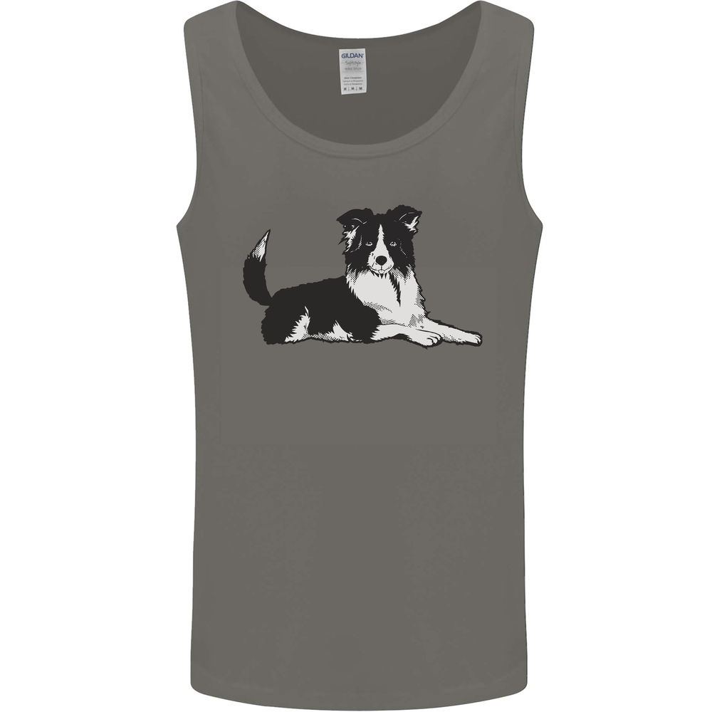 A Border Collie Dog Lying Down Mens Vest Tank Top