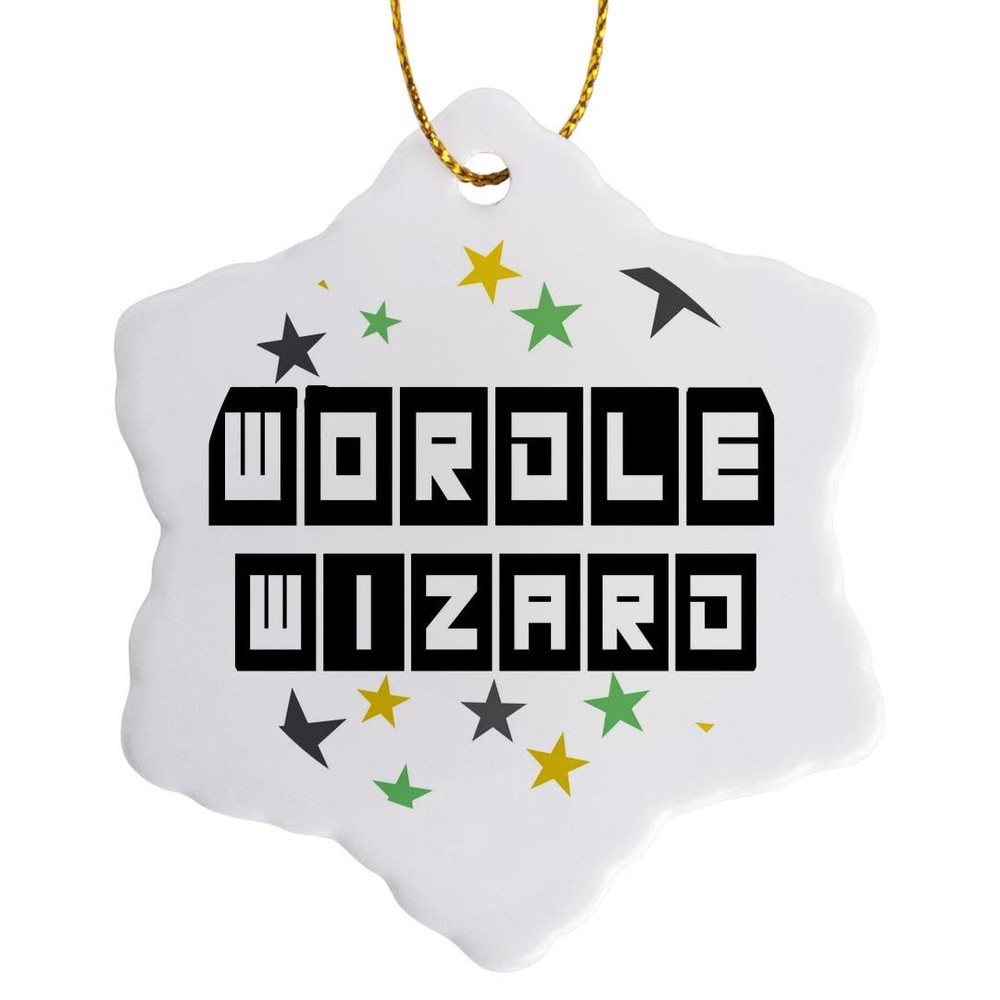 3dRose Cute Funny Wordle Wizard Online Game Text Snowflake Porcelain Ornament 3