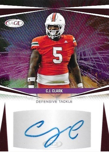 C.J. Clark | 2025 Sage Low Series Auto #A-CJC Miami Hurricanes