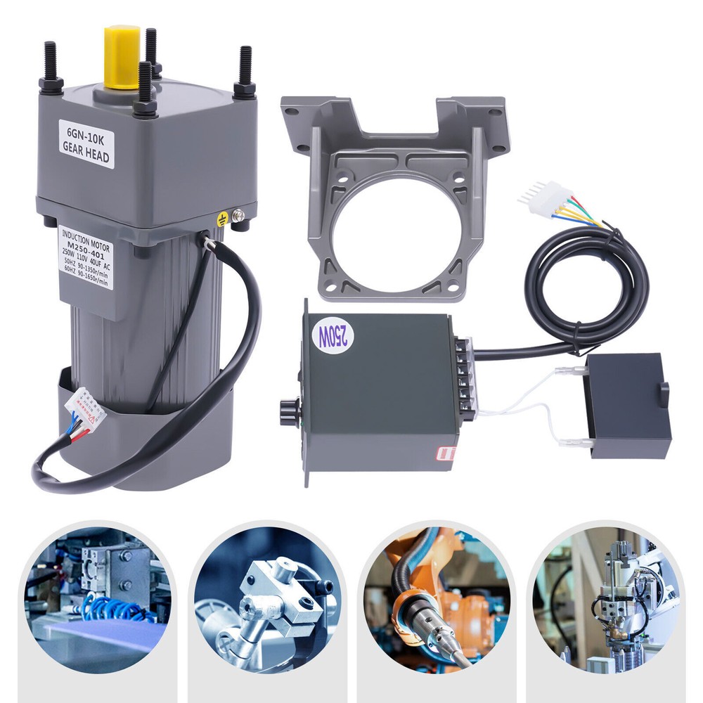 110V 250W AC Gear Reduction Motor Electric+Variable Speed Control Reversible New