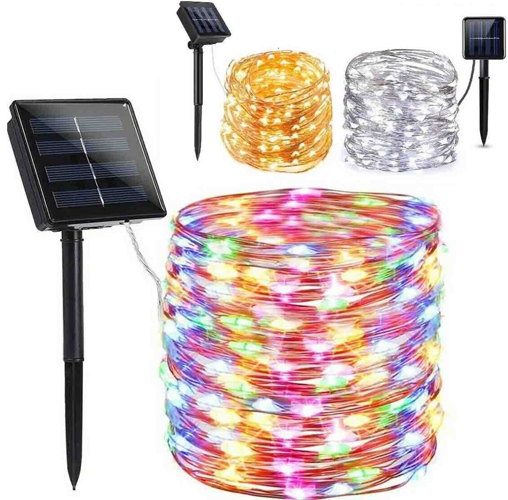 39Ft Solar String Lights 100 LED Warm White Outdoor Waterproof Garden Decor