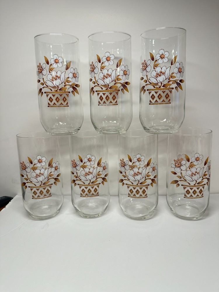 Vintage Chantilly Fleur de Bois Water Glass Set of 7 6 Inch Tall
