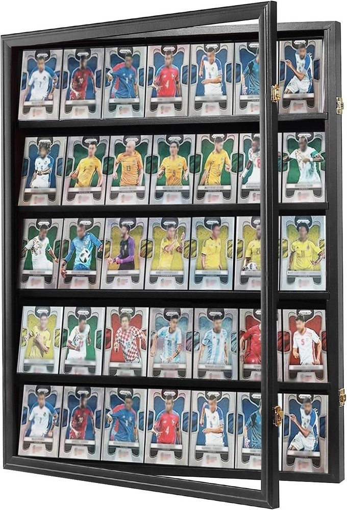 Matte Black Wall-Mounted Sports Card Display Case with Acrylic Glass - 30.5 Inch