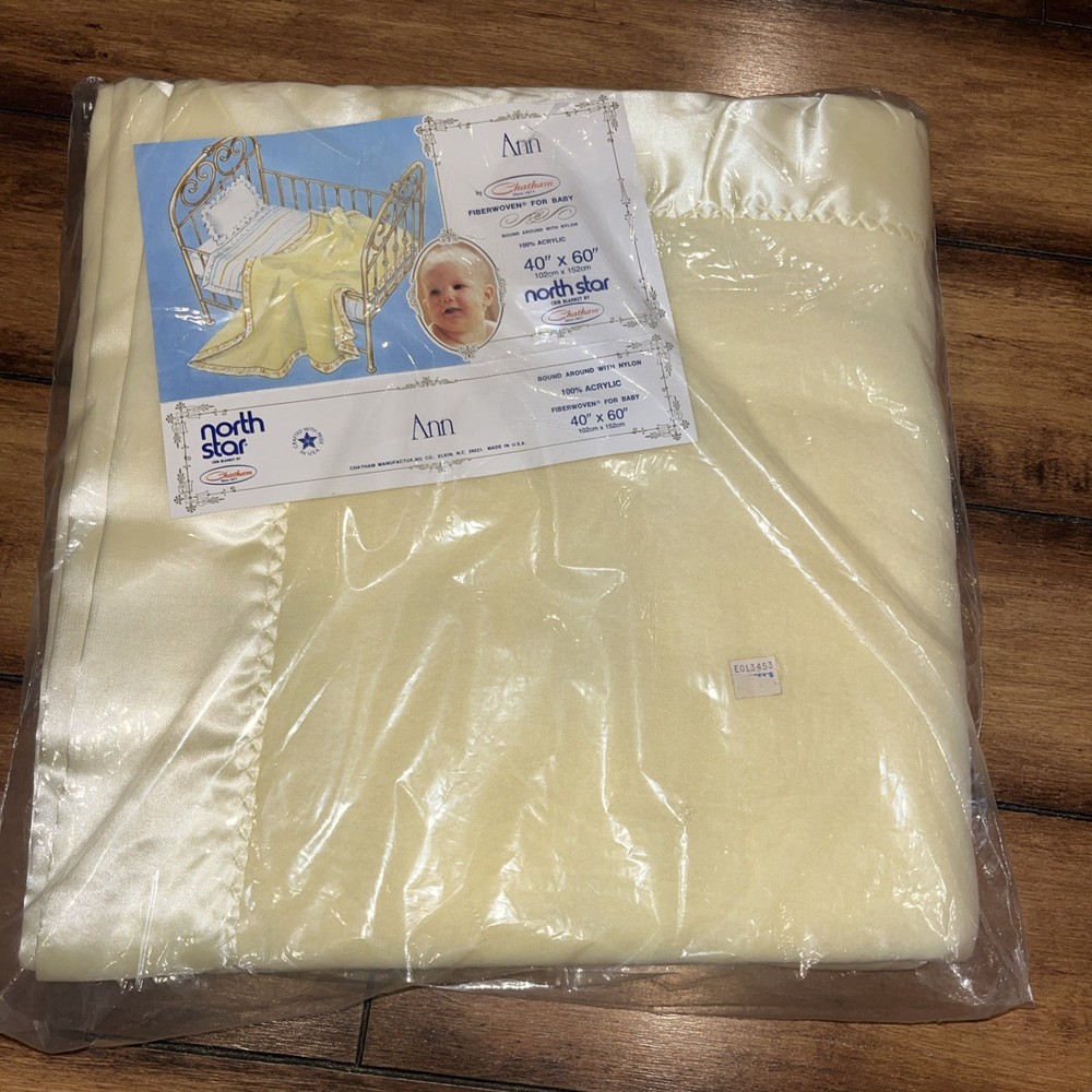 NEW Northstar Chatham Vintage Baby Blanket ANN Acrylic, Yellow 40” x 60” Sealed