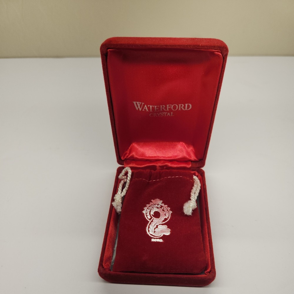 Vintage 1980 Waterford Crystal Christmas Tree Ornament in Red Velvet Box