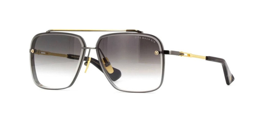 DITA MACH-SIX Unisex Sunglasses Black Rhodium Yellow Gold DTS121-62-05