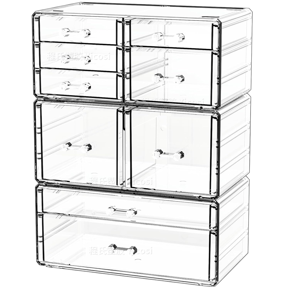 Clear Stackable Plastic Drawers for Makeup Bathroom Organization