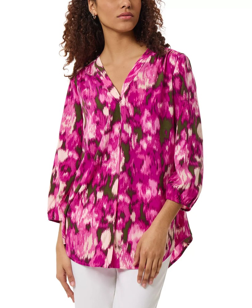 Jones New York Women's Top Petite PM Printed 3/4-Sleeve Tunic