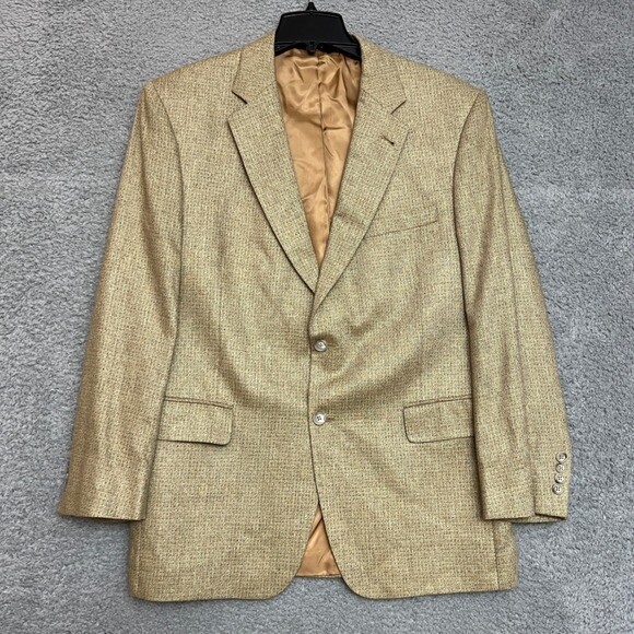 Jos A Bank Sport Coat Mens 43R Tan Silk Blazer Woven Casual Formal Office