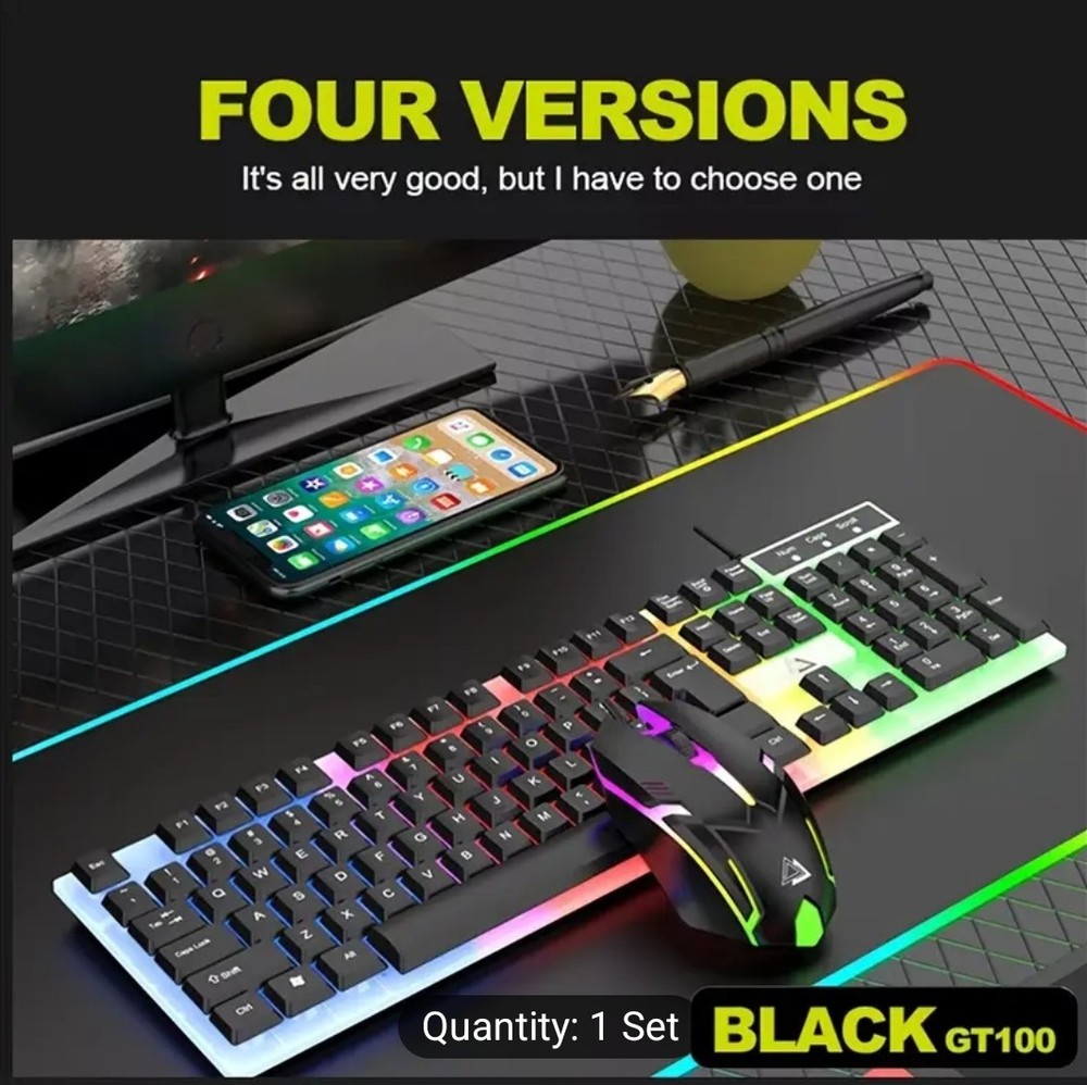 Rainbow RGB Mechanical Gaming Keyboard and Mouse Combo for Gamers