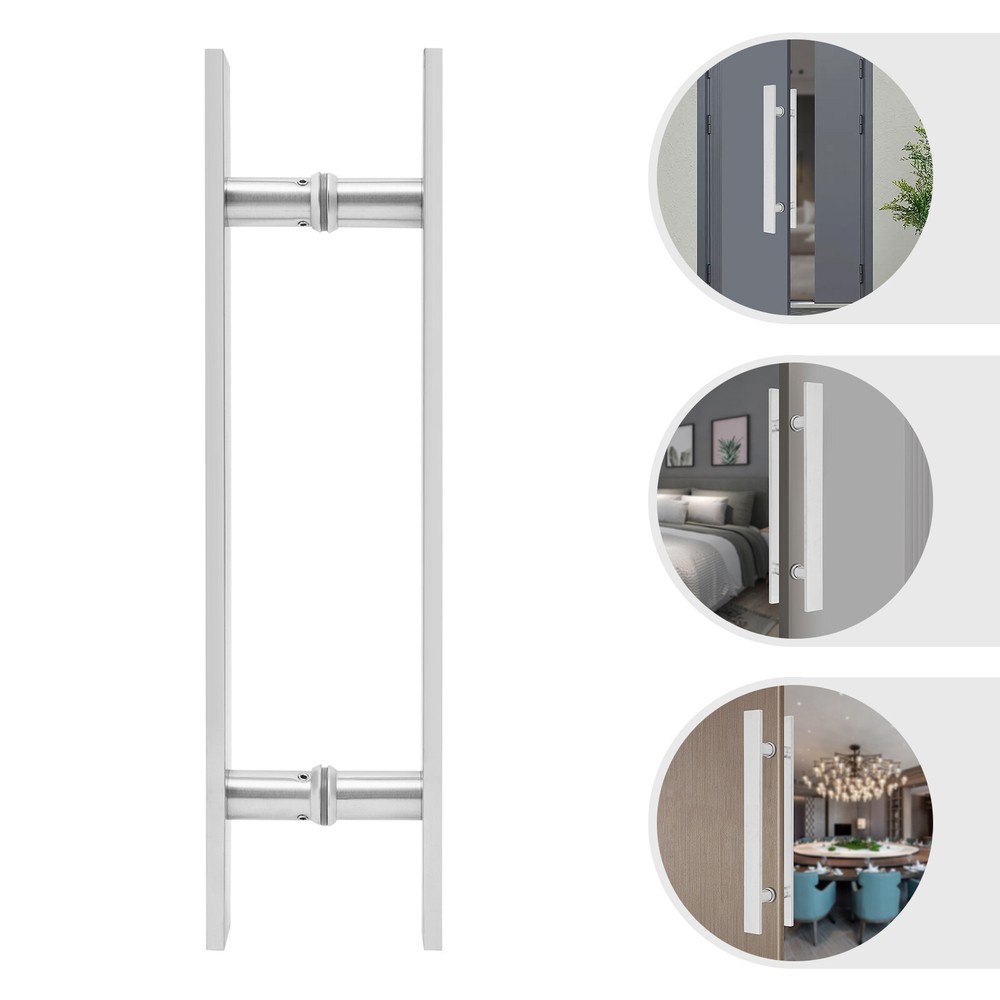 Stainless Steel Double Sided Barn Door Handle Pull Push Sliding Pair-image