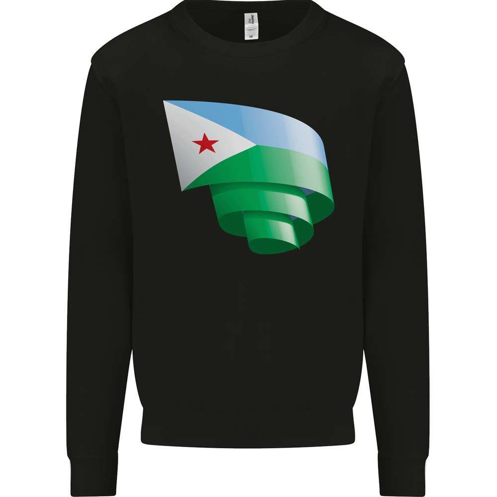 Curled Djibouti Flag Djiboutians Day Football Mens Sweatshirt Jumper