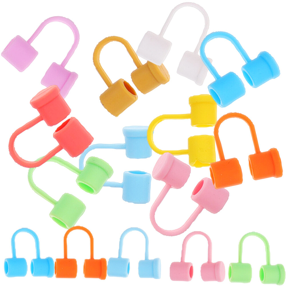 20 Pcs Straw Toppers for Tumblers Caps Alphabet Pink Straws