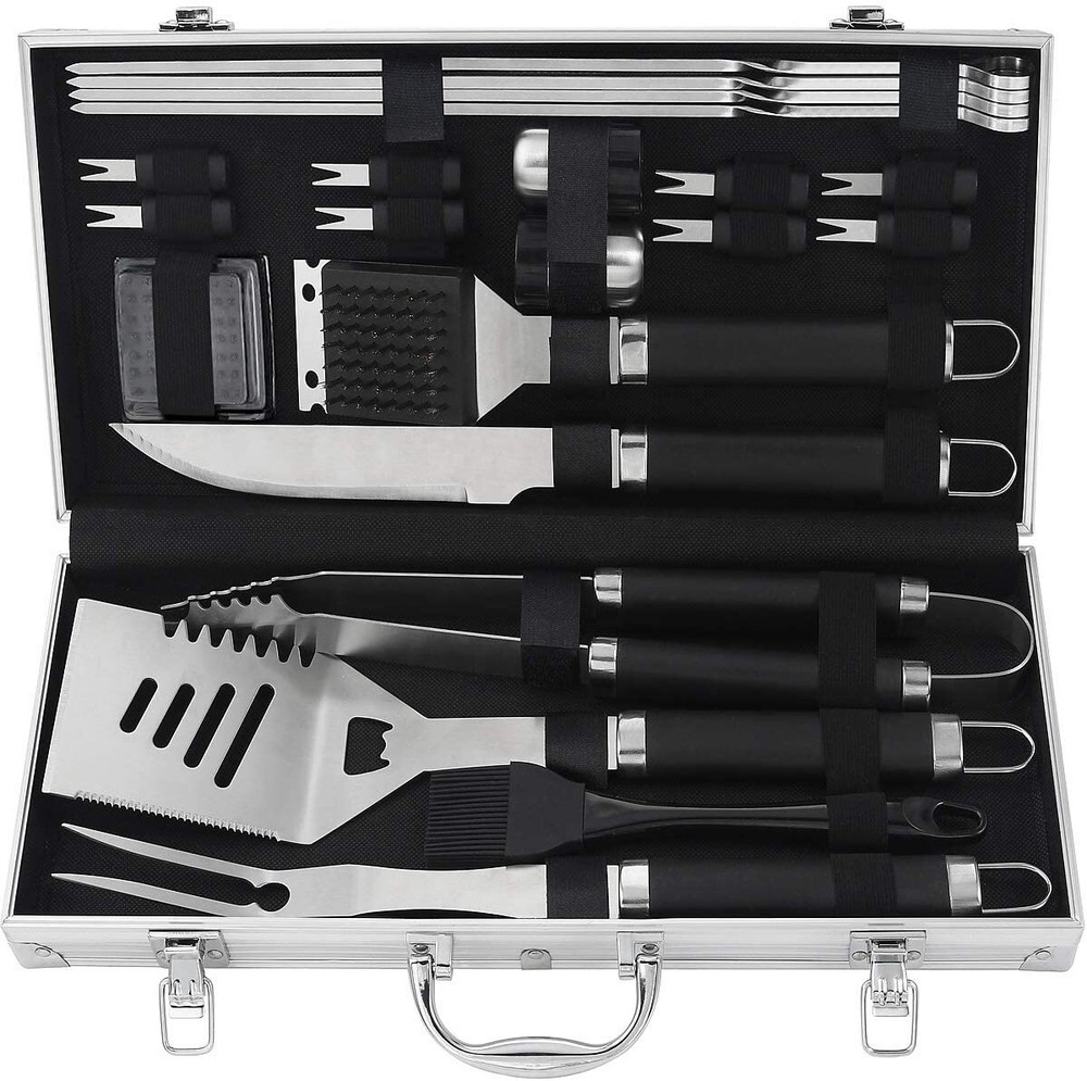 POLIGO 22pc BBQ Stainless Steel Tool Set w/Black Handle--Clearance Sale-image