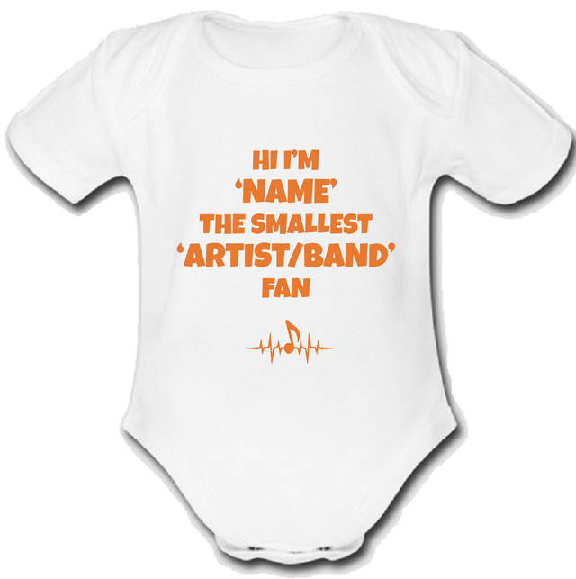 Tally @ Hall personalised Baby vest grow music gift FAN GIFT NAME