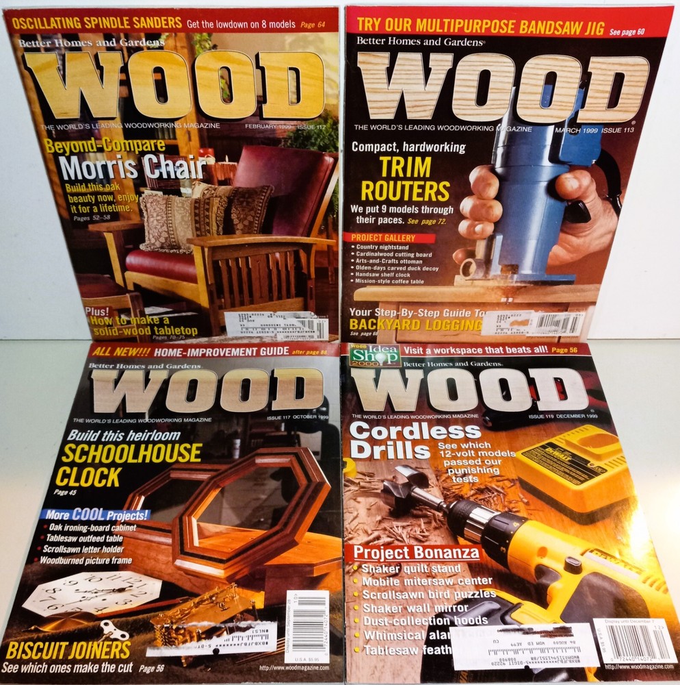 Lot of 4 Wood magazines; by Better Homes and Gardens (1999)