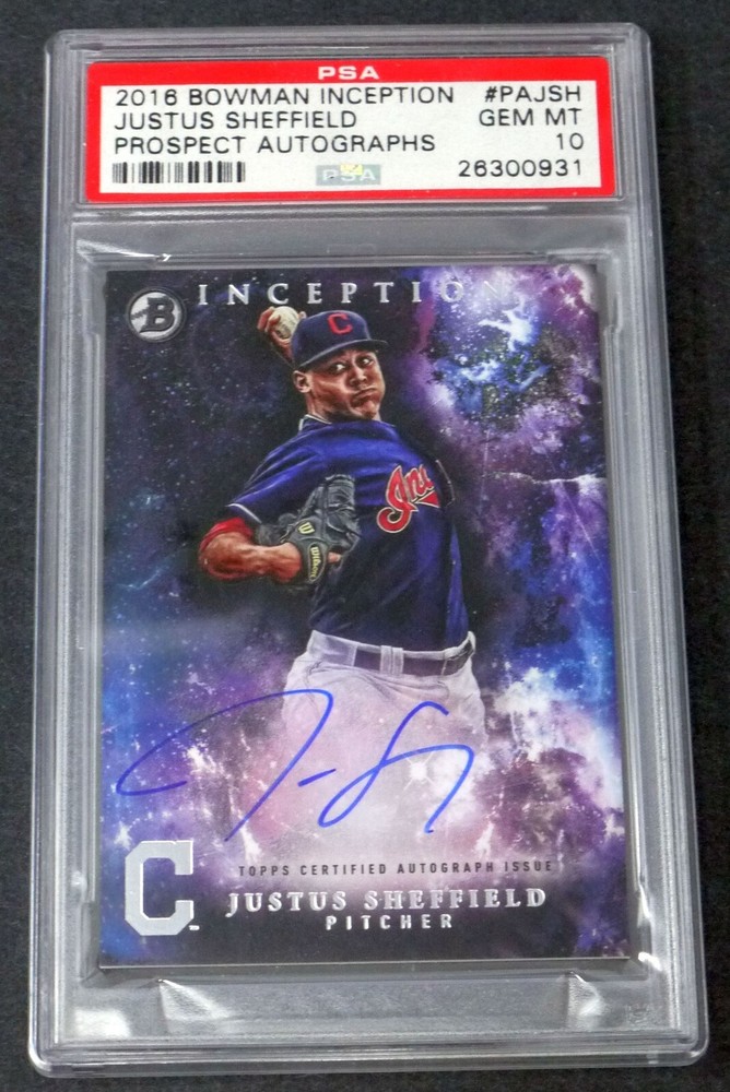 2016 Bowman Inception Justus Sheffield Prospect Auto #PAJSH PSA 10 Gem Mint