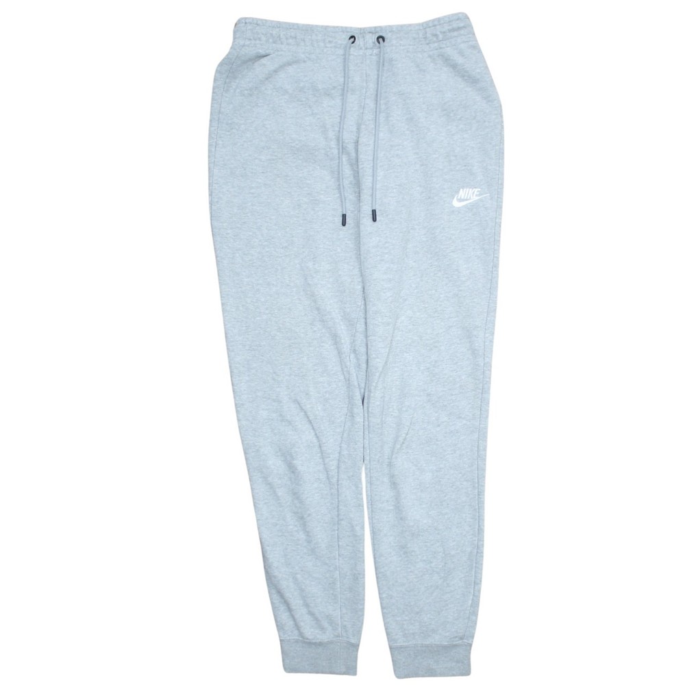Nike Mens Joggers Light Grey Embroidered Swoosh Logo Cuffed Fleece Sweatpants S