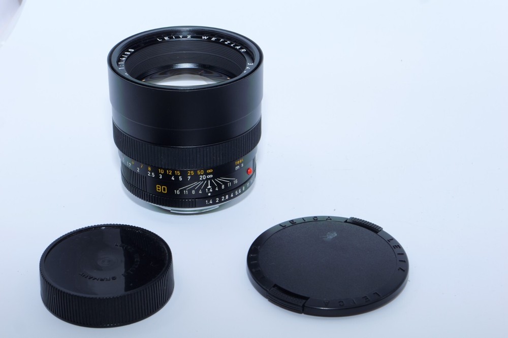 LEICA Summilux-R 80mm f1.4 Fast 3 Cam Manual Focus Telephoto Lens with Bokeh & Caps for R9