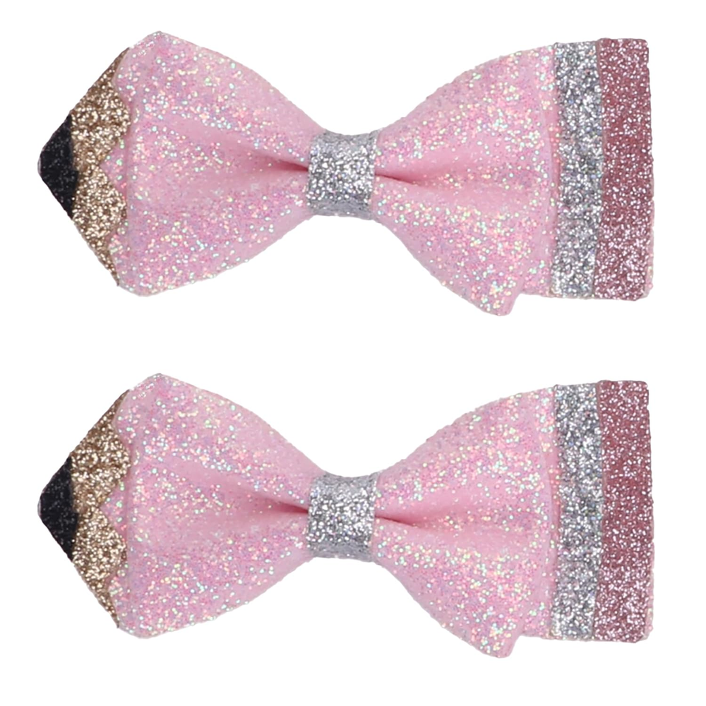 Back To School Hair Bows, Glitter Pencil Hair Clips, Non Slip Alligator Clips Sp-image