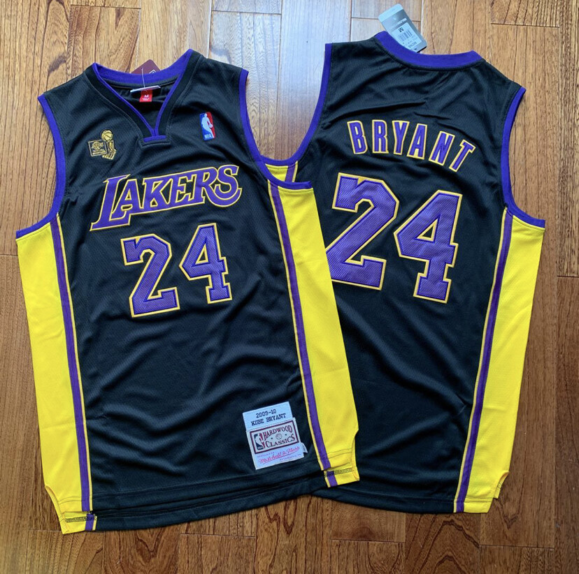 Los Angeles Lakers Kobe Bryant black NBA Finals basketball retro jersey