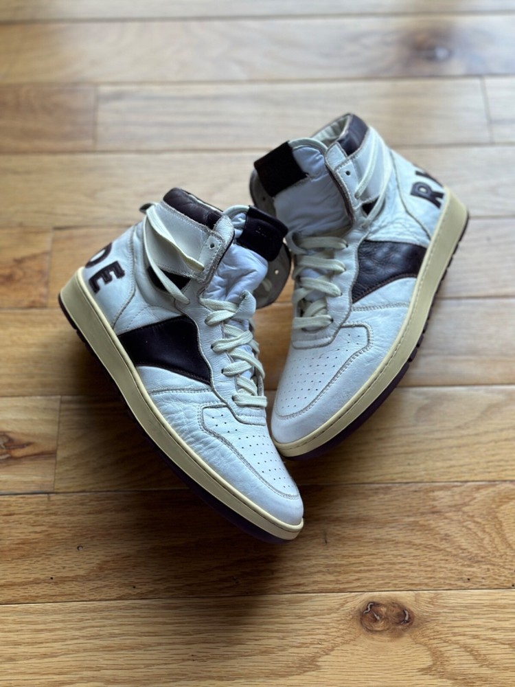 RHUDE RHECESS Hi Top Sneakers in White Leather EU 40 US 8.5