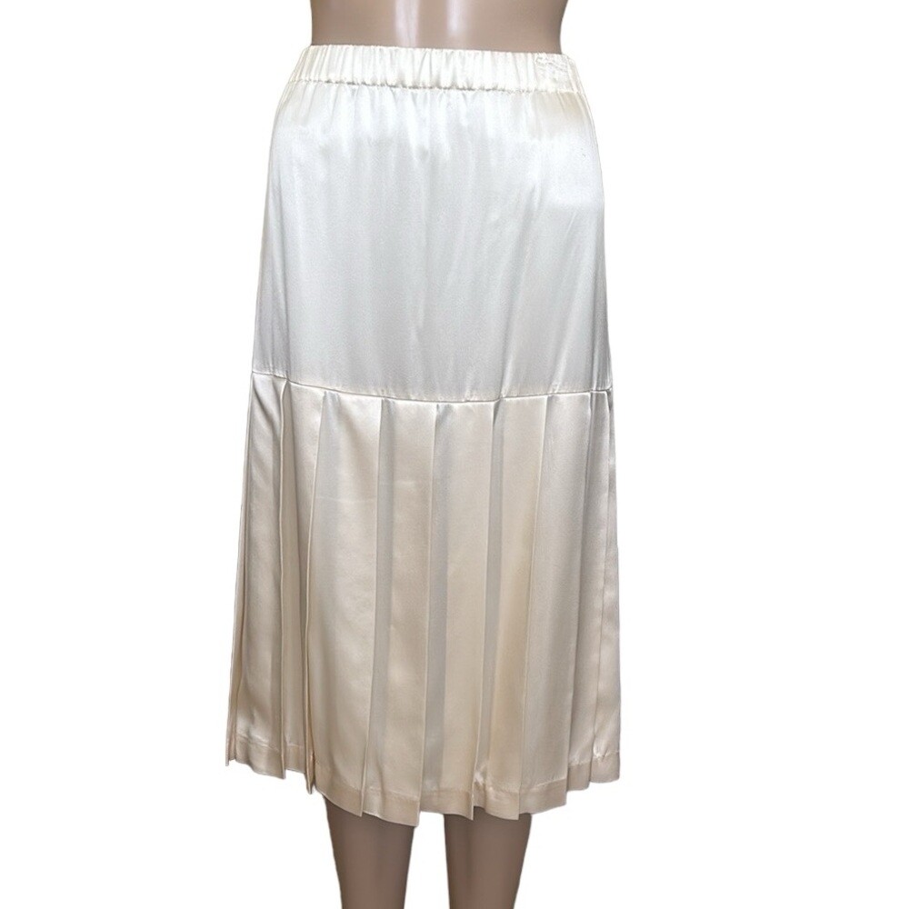 Charter Club Ivory Silk Pleated Skirt Size L