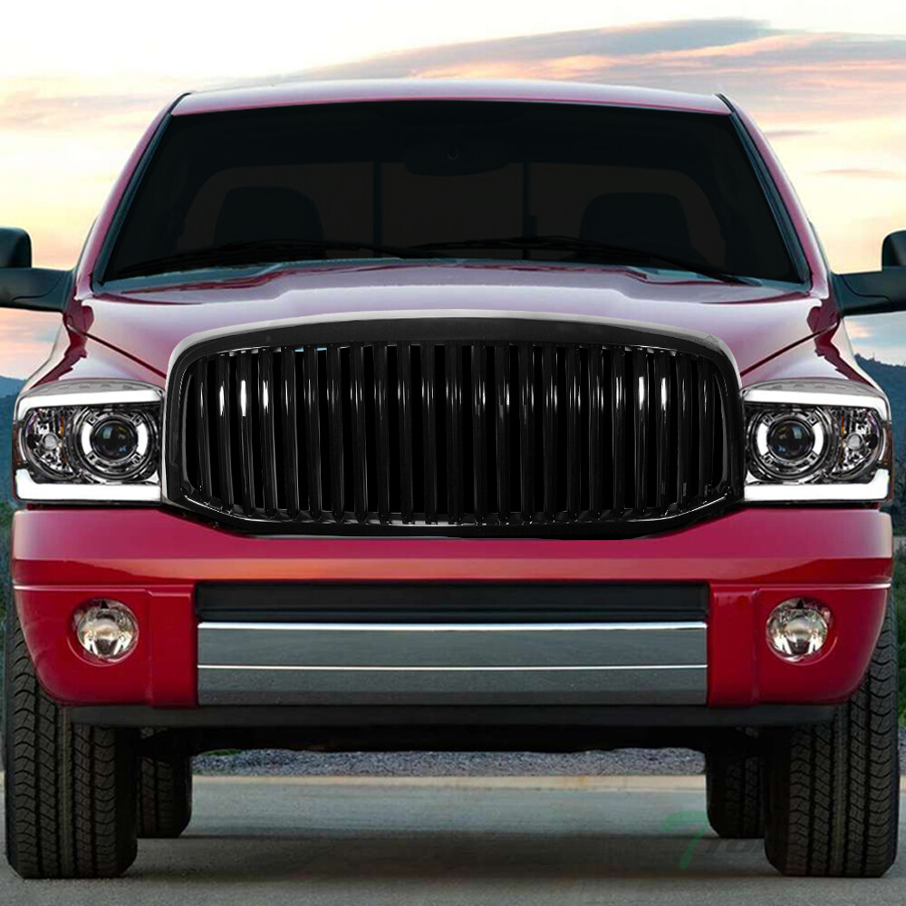 TLAPS For 06-09 Ram Chrome LED Strip Projector Headlights Am+Blk Vertical Grille