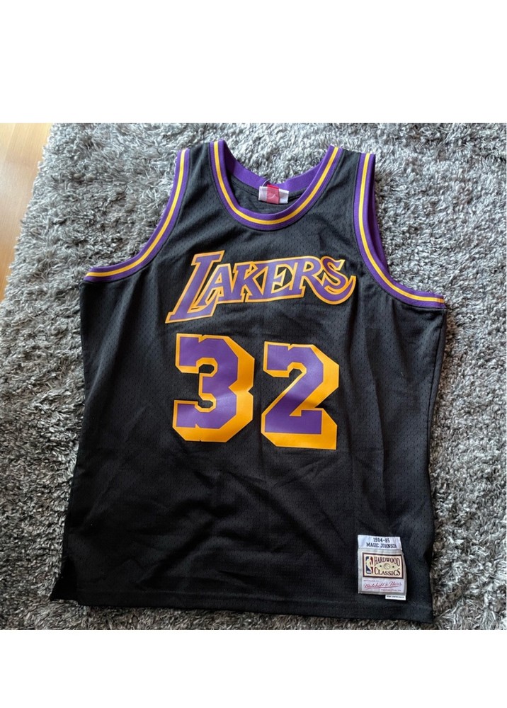 Men's Mitchell & Ness Magic Johnson Purple Los Angeles Lakers 1984/85 Hardwood