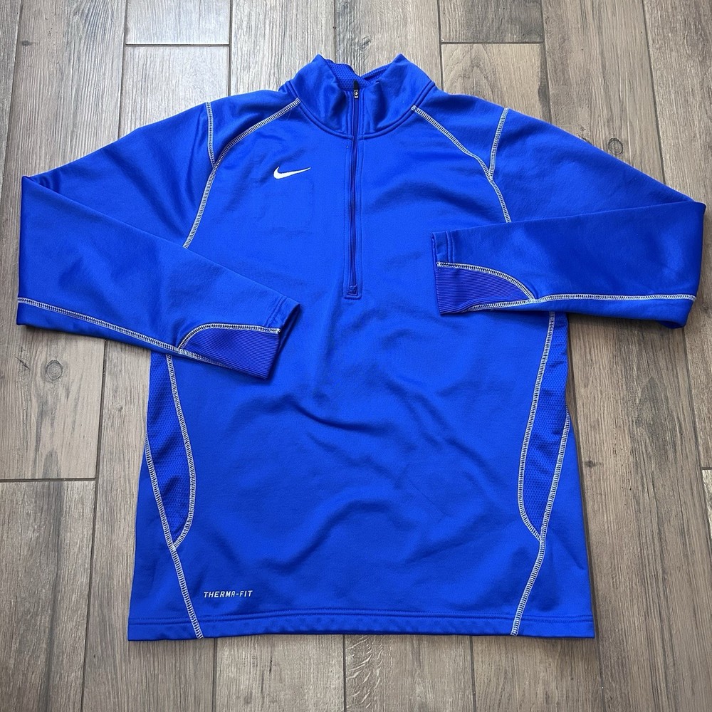 Nike Therma Fit Quarter Zip Pullover Mens Medium Blue Golf Dri Fleece Thermal