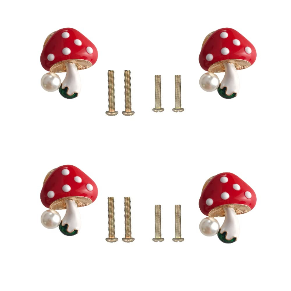 Mushroom Shape Drawer Knobs 4-Pack Single Hole Pulls Handles Cabinet Door Knobs