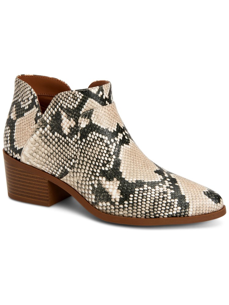 STYLE & COMPANY Womens Beige Snake Notch At Side Vidyaa Block Heel Booties 7.5 M