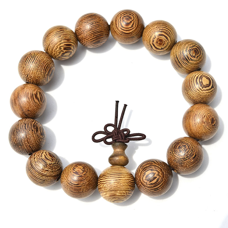 15mm Wood Tibet Buddha Buddhist Prayer Beads Bracelet Mala Bangle Wristband*a5