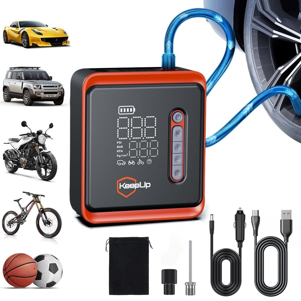 Tire Inflator Portable Air Compressor - 150PSI Fast Inflation Cordless Air Pu...