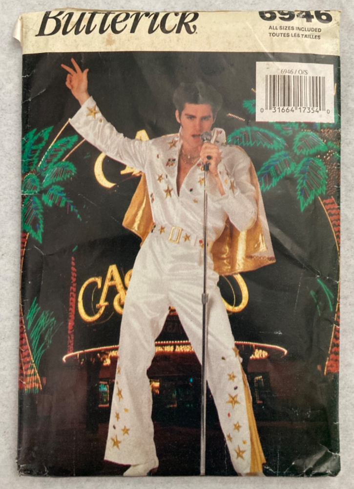 Butterick 6946 Elvis Jumpsuit Costume Sewing Pattern Uncut Sz XS-L 30-44 FF