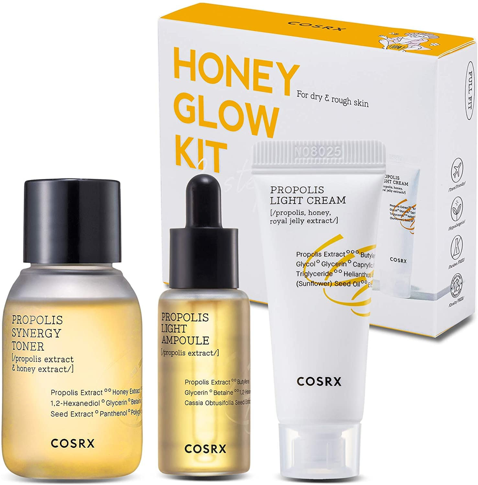 Korean Honey Glow Kit with Propolis Toner Serum Cream Travel Set