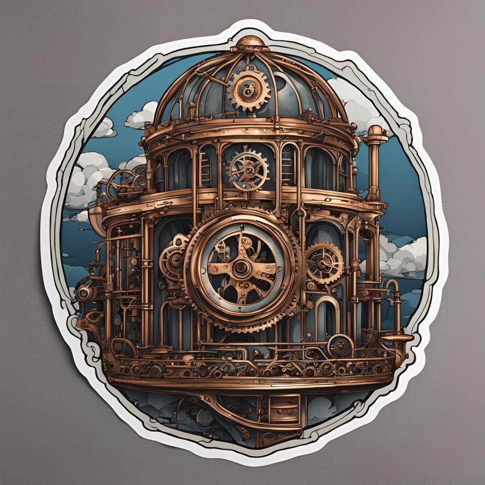 3x2.7” Steampunk Tower City AMAZING STICKER!