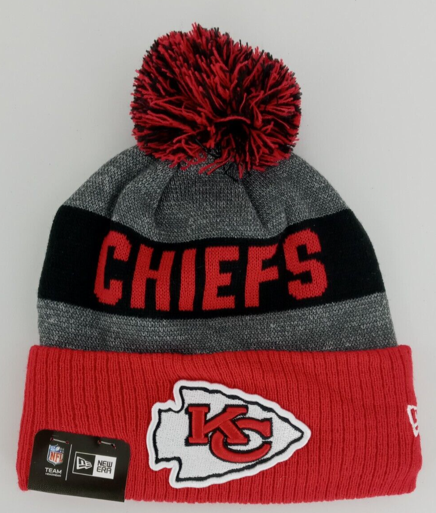 Kansas City Chiefs New Era NFL Cold Weather Knit Beanie with Pompom Red Unisex