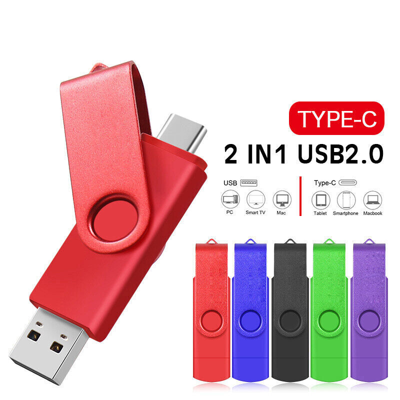 External OTG Type C 1GB-512GB USB-C U Disk USB 2.0 Flash Drive Memory Pen Stick