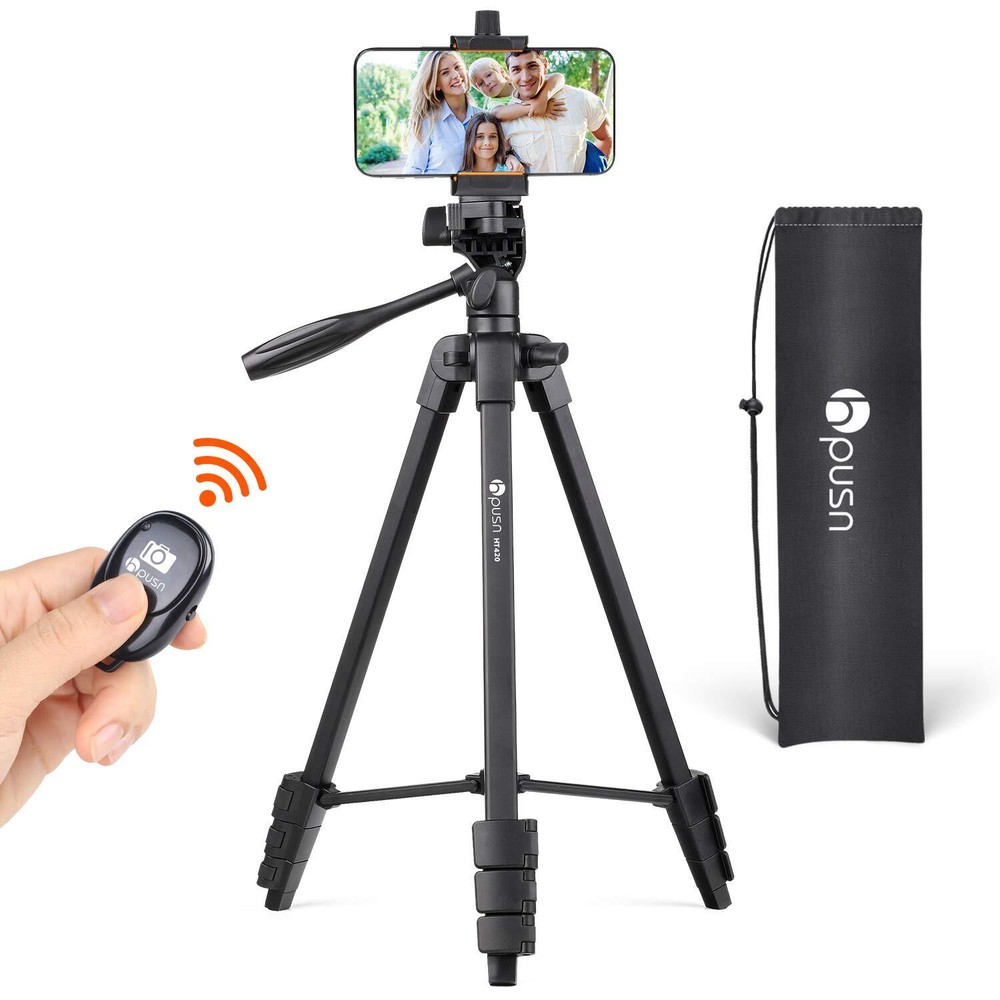Cell Stand: 55 inches Adjustable and Lightweight Aluminum Tripod with 360 Deg...