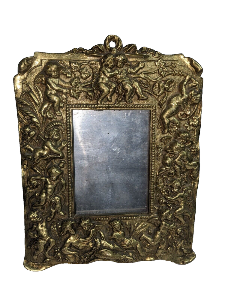 Antique Art Deco Victorian Easel Cherub Cupid  Picture Frame Brass Frame