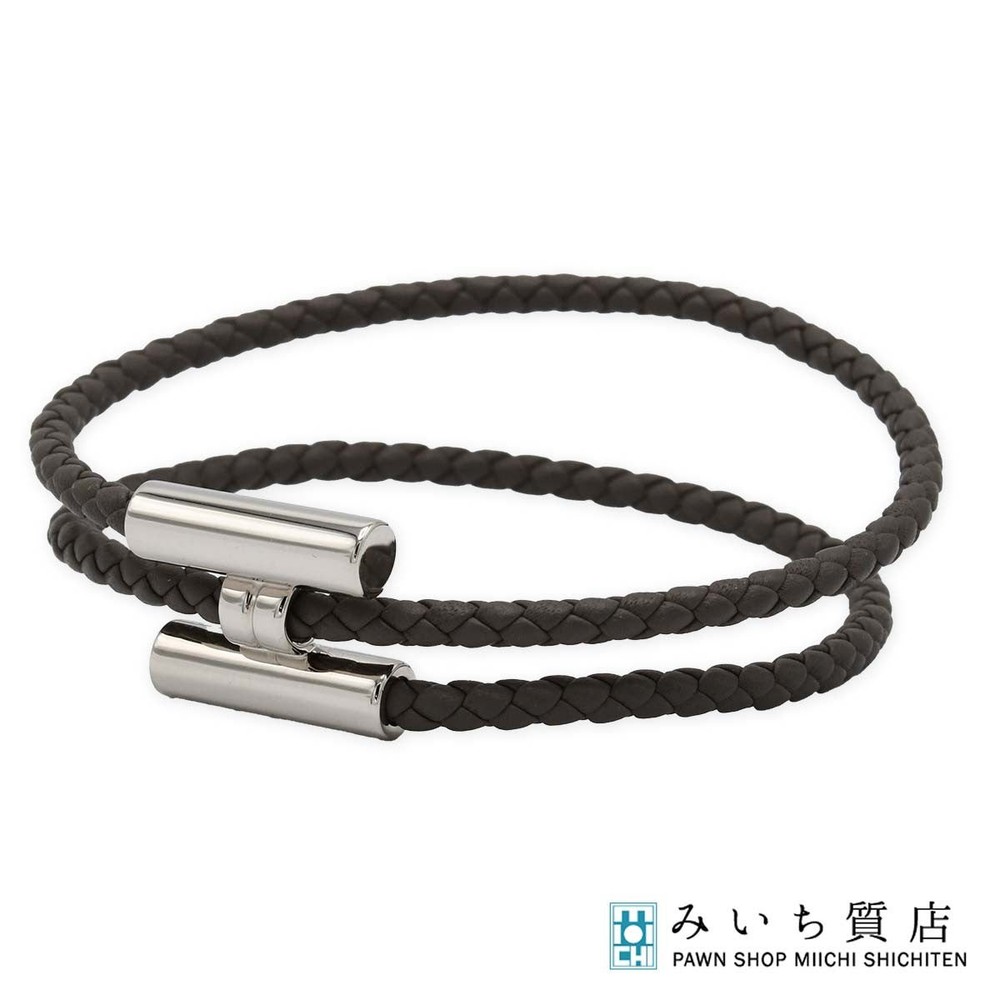 Hermes Tournis Grey Silver Bracelet M4012 with Original Bag Pre-Owned