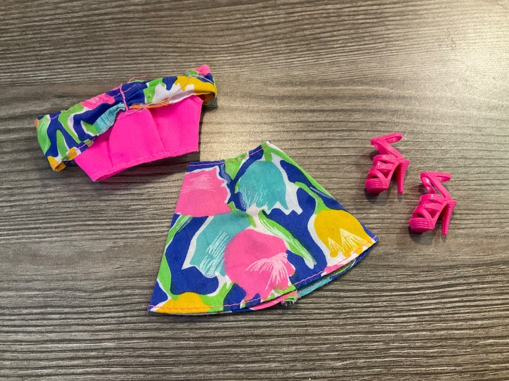 Mattel Barbie Doll  Clothes Top Shirt Skirt Shoes Outfit Set Lot