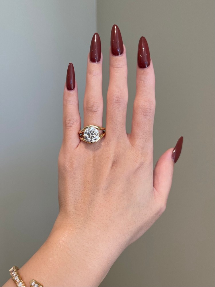 5CT Round Moissanite Solitaire Ring in 925 Sterling Silver