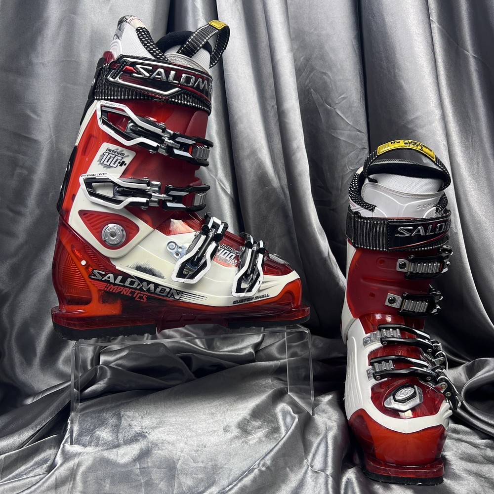 Salomon Impact 100 CS Downhill Ski Boots Sz 24 w/ My CustomFit Liners~Red White
