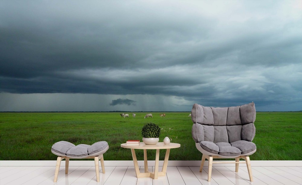 3D Sky Grassland Cow Landscape Wall Murals Wallpaper Murals Wall Sticker