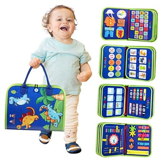 Toddler Busy Board - Montessori Toys for 1-3 Year Old Boy Birthday Gift, Blue