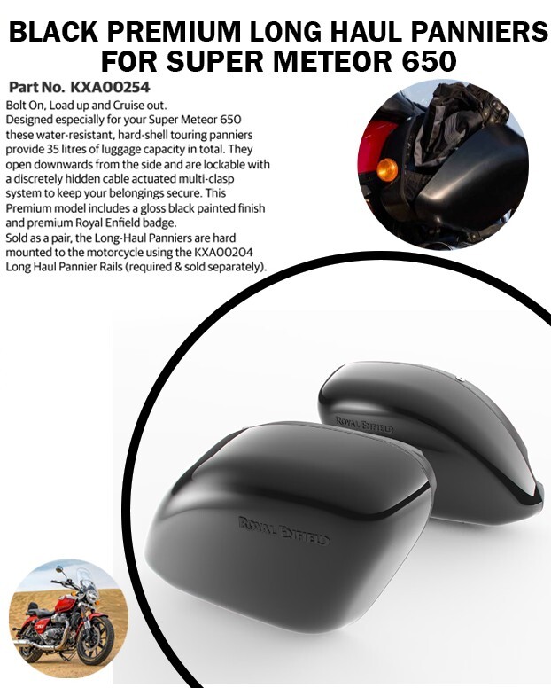 BLACK PREMIUM LONG HAUL PANNIERS LH & RH FIT FOR ROYAL ENFIELD SUPER METEOR 650