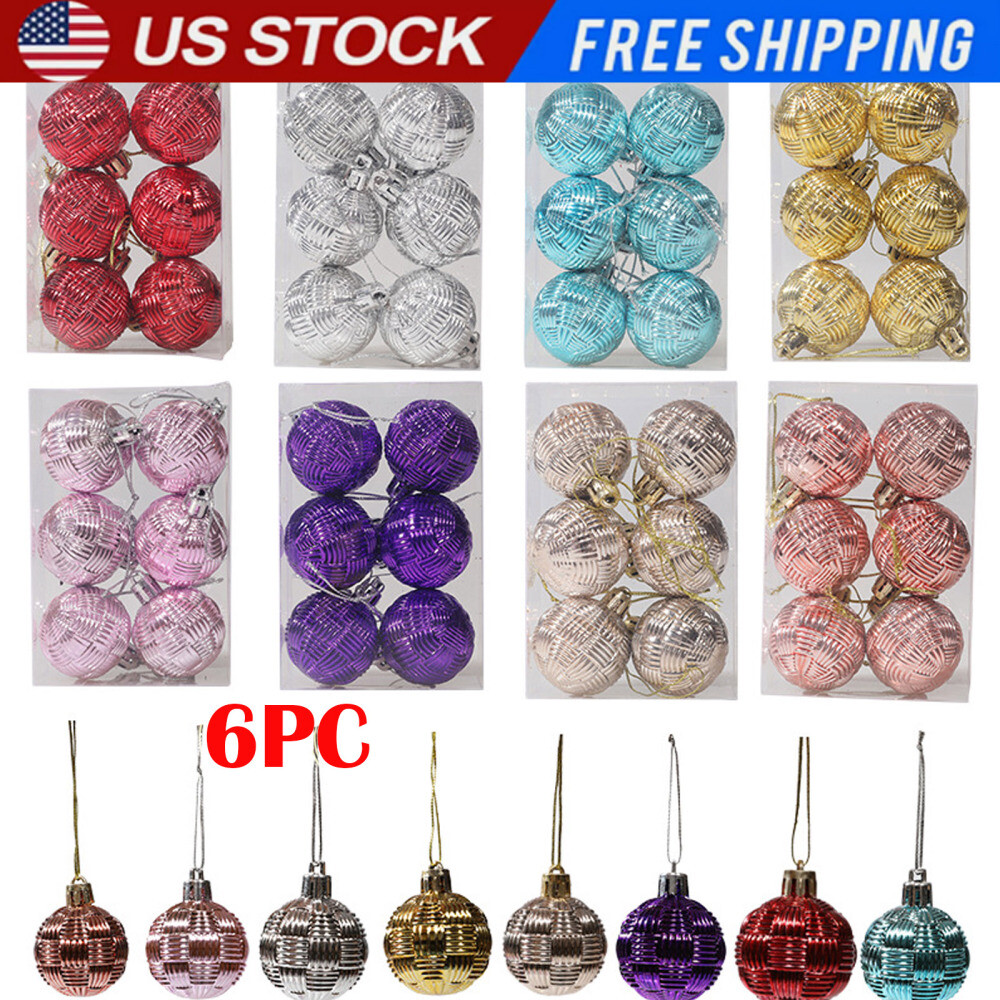 6PC Braided Christmas Tree Ornaments Hanging Holiday Party Decor